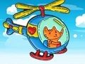 Xogo Libro para colorear: Cat Driving Helicopter  en liña
