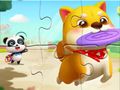 Xogo Crebacabezas: o pequeno panda xoga coa mascota  en liña