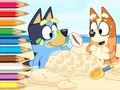 Xogo Libro para colorear: Bluey na praia  en liña