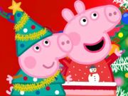 Xogo Crebacabezas: preparación de Nadal de Peppa Pig  en liña