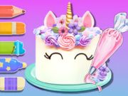 Xogo Libro para colorear: bolo de unicornio  en liña