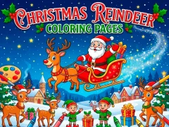 Xogo Christmas Reindeer Coloring Pages en liña