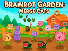 Xogo Brainrot Garden. Merge Cats en liña