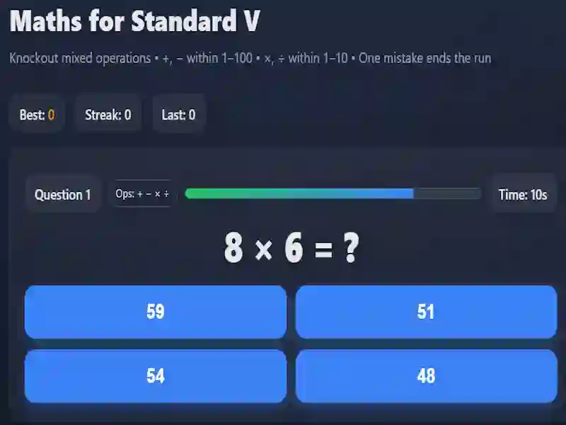 Xogo Maths for Standard V en liña