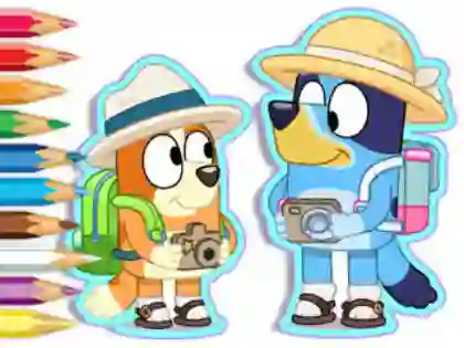 Xogo Coloring Book: Bluey Camping en liña