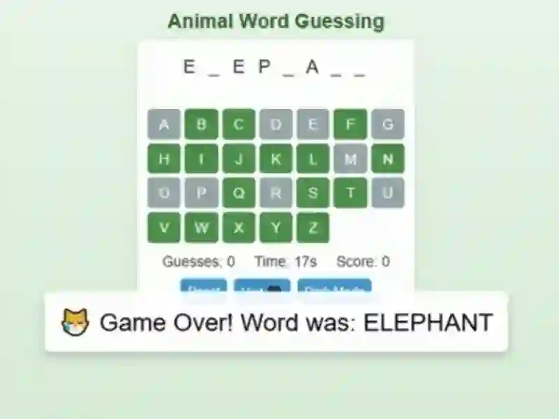 Xogo Animal Word Guessing Game en liña