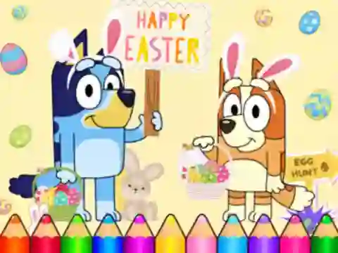 Xogo Coloring Book: Bluey Happy Easter en liña