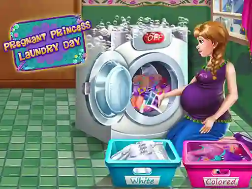 Xogo Pregnant Princess Laundry Day en liña