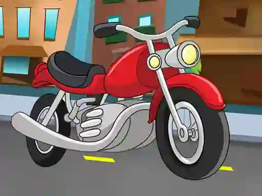 Xogo Cartoon Motorbike Jigsaw en liña