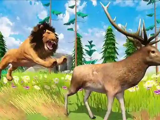 Xogo Realistic Lion Hunting Animal 2024 en liña