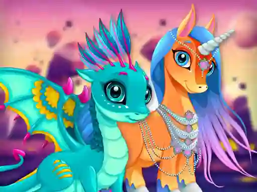 Xogo Cute Unicorns And Dragons Puzzle en liña