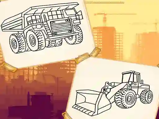 Xogo Construction Trucks Coloring en liña