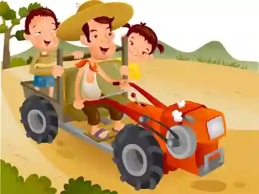 Xogo Cartoon Tractor Puzzle en liña