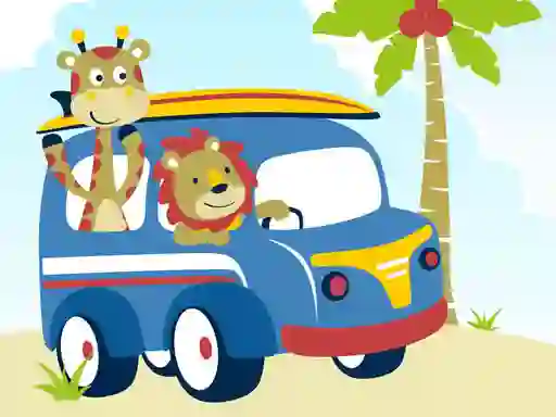 Xogo Cute animals with cars difference en liña
