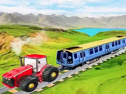 Xogo Chained tractor towing train en liña