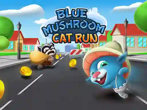 Xogo Blue Mushroom Cat Run en liña