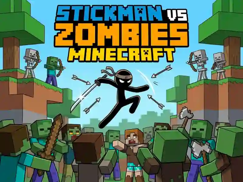 Xogo Stickman vs Zombies Minecraft en liña