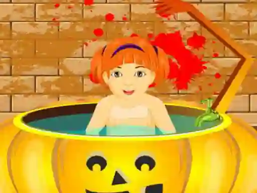 Xogo Little Baby Halloween Bathing en liña