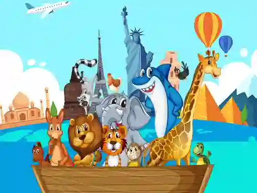 Xogo Crazy Friends Travel The World Puzzle en liña