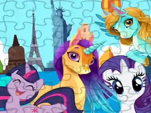 Xogo Unicorns Travel The World Puzzle en liña