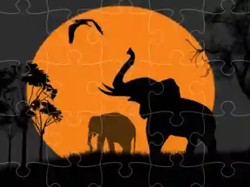 Xogo Elephant Silhouette Jigsaw en liña