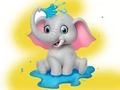Xogo Libro para colorear: elefante pulverizando auga  en liña