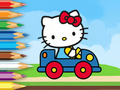 Xogo Libro para colorear: Hello Kitty Driving Car  en liña