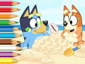 Xogo Libro para colorear: Bluey na praia  en liña