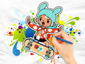 Xogo Libro para colorear: Toca Boca Skateboard  en liña