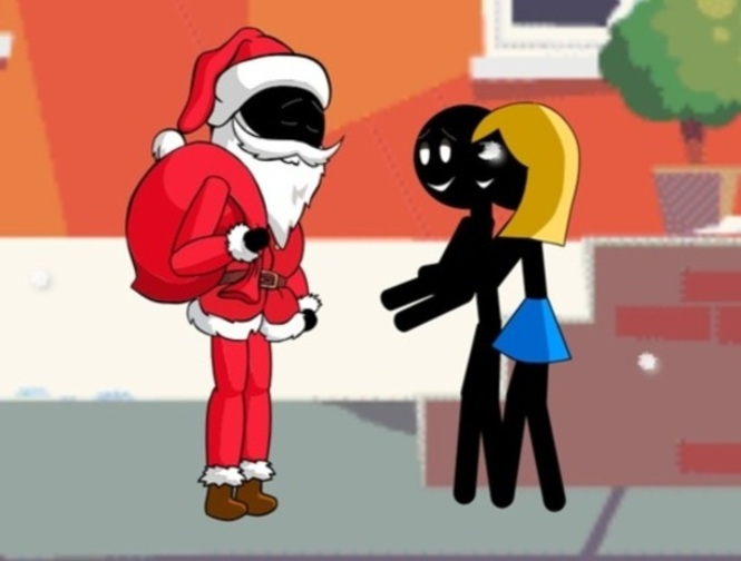 Xogo Stickman Papá Noel en liña