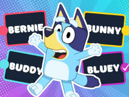 Xogo Quiz para nenos: cuestionario de super fan de Bluey  en liña