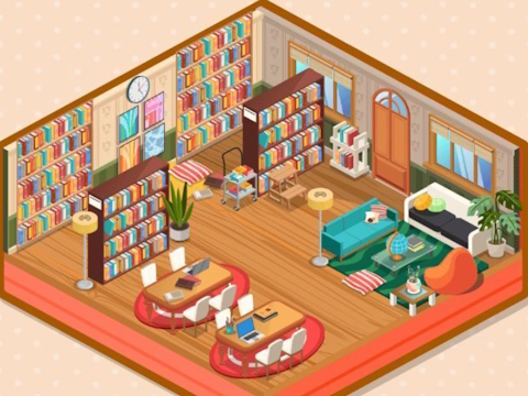 Xogo Decoración: a miña biblioteca  en liña