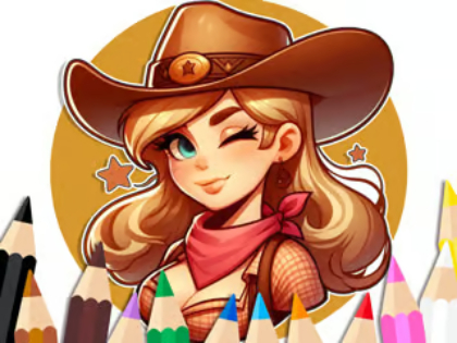 Xogo Libro para colorear: Cowgirl  en liña