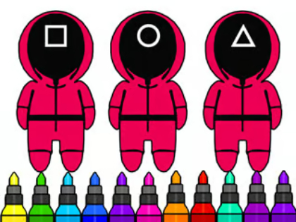 Xogo Libro para colorear: máscara de xogo de calamares  en liña