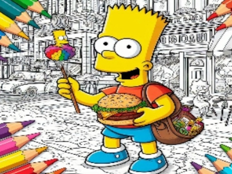 Xogo Volver á escola Simpsons Libro para colorear  en liña