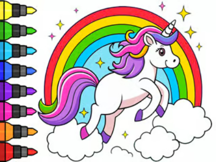 Xogo Libro para colorear: Unicornio máxico  en liña
