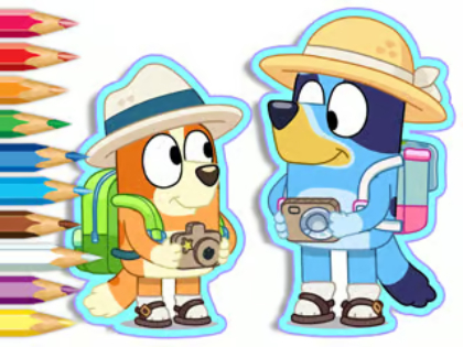 Xogo Libro para colorear: acampada bluey  en liña