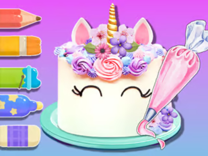 Xogo Libro para colorear: bolo de unicornio  en liña