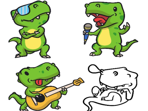 Xogo Fai clic e colorios dinosauros  en liña