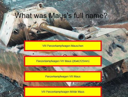 Xogo Quiz de tanques: Maus  en liña