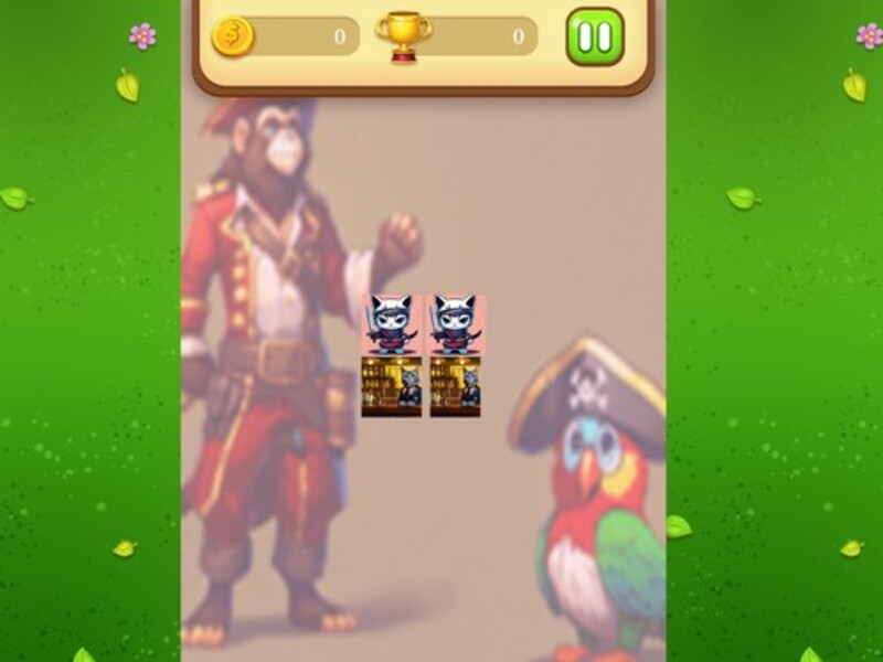 Xogo Partida de memoria de gato pirata en liña