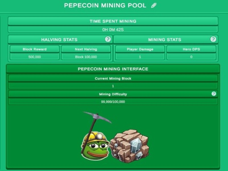 Xogo Simulador de ralentí Pepecoin Miner en liña