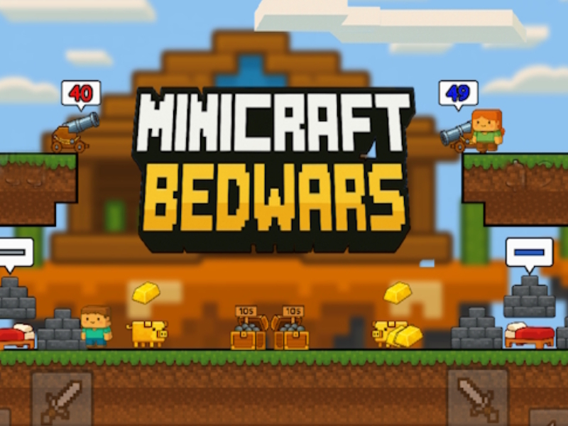 Xogo Bedwars de Minecraft en liña